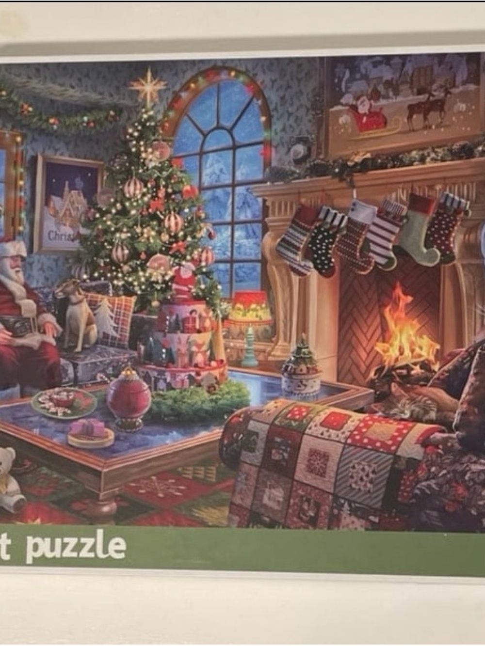 Lavievert 1000 Piece Christmas  Puzzle w/ Santa by Fireplace 29.53 x 19.69in